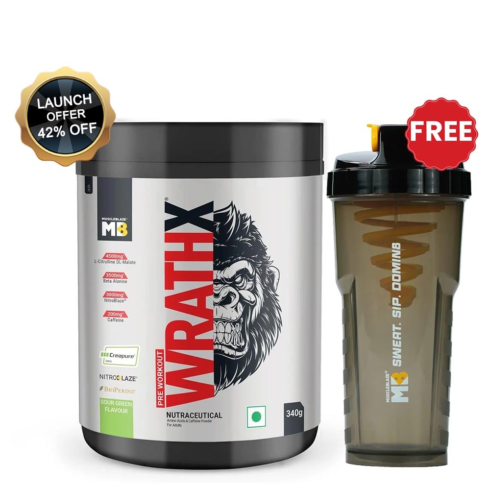 MuscleBlaze Pre Workout WrathX,  0.75 lb  Sour Green 