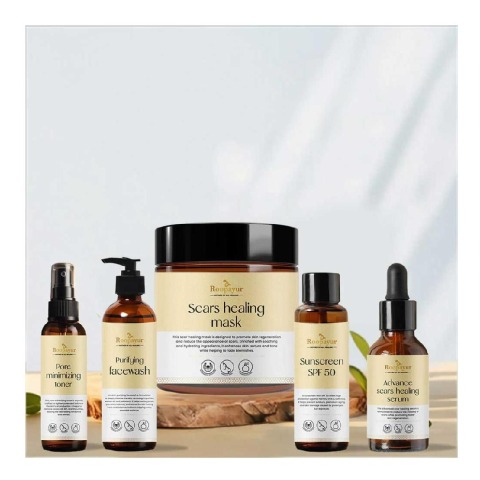 1 - Roopayur Advance Healing Combo,  5 Piece(s)/Pack  Purifying Facewash, Advanced Scars Healing Serum & Mask, Sunscreen SPF 50, Pore Minimizing Toner 