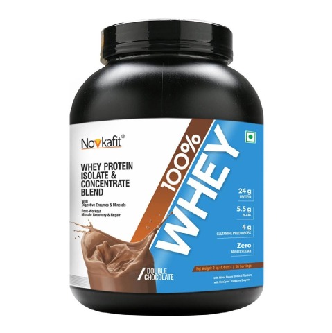 1 - Novkafit Whey Protein Isolate & Concentrate Blend,  4.4 lb  Double Chocolate 