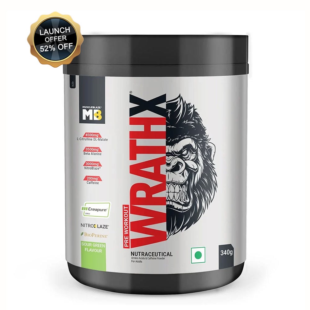 MuscleBlaze Pre Workout WrathX, 0.75 lb Sour Green