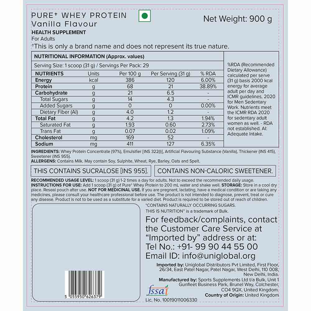 5 - Bulk Pure Whey Protein,  1.98 lb  Vanilla 