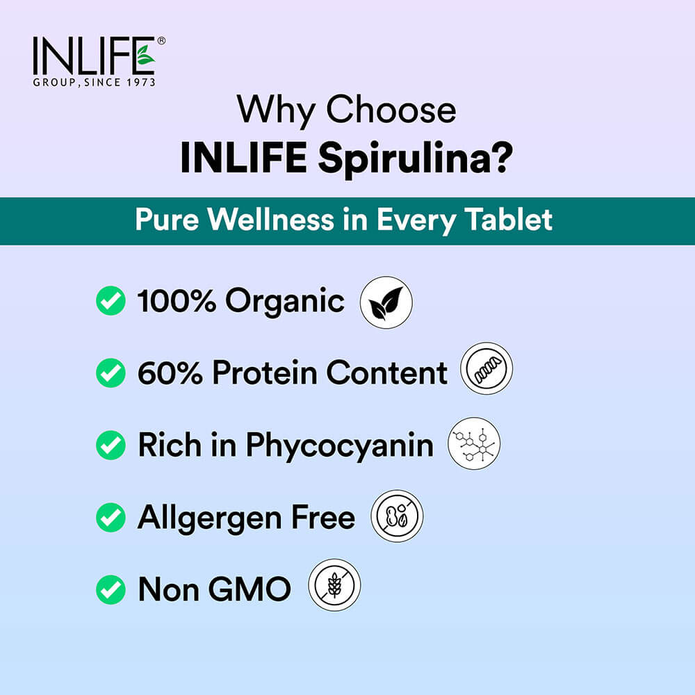 9 - INLIFE Spirulina 2000mg,  60 tablet(s) 