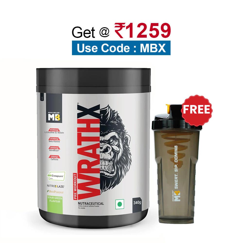 MuscleBlaze Pre Workout WrathX,  0.75 lb  Sour Green 