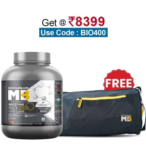 MuscleBlaze Biozyme Iso-Zero, 4.4 lb Low Carb Swiss Chocolate Hazelnut - Low Sweetness