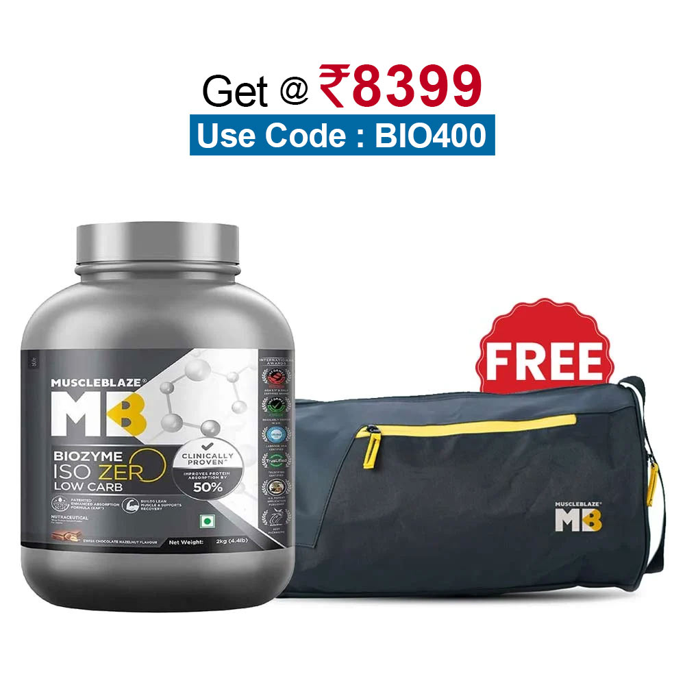 MuscleBlaze Biozyme Iso-Zero,  4.4 lb  Low Carb Swiss Chocolate Hazelnut - Low Sweetness 