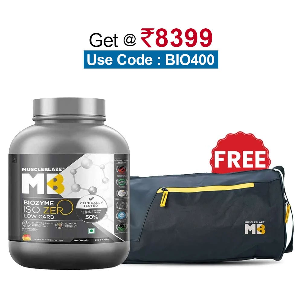 MuscleBlaze Biozyme Iso-Zero,  4.4 lb  Low Carb Tropical Mango 