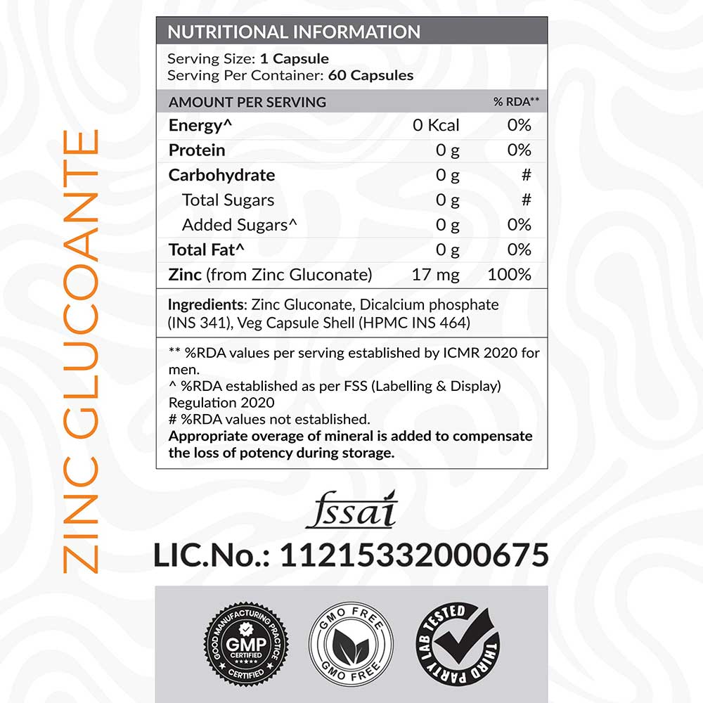 5 - AS-IT-IS Nutrition ATOM Zinc Gluconate 118mg,  60 veggie capsule(s) 