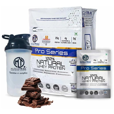 1 - Muscle Trail Pro Series 100% Natural Whey Protein, 50 sachets/pack Dutch Chocolate (with Free Shaker Inside)