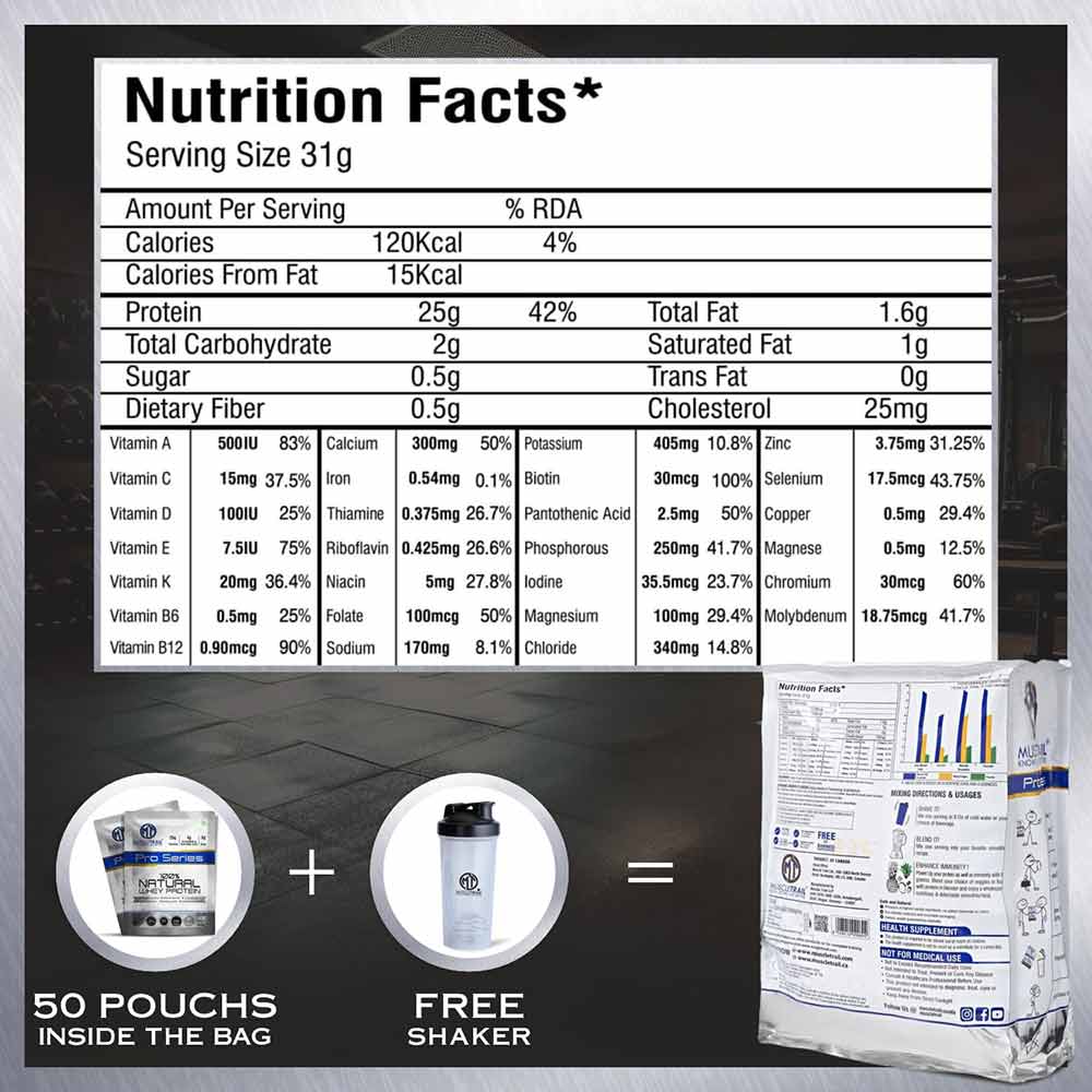 8 - Muscle Trail Pro Series 100% Natural Whey Protein,  50 sachets/pack  Strawberry (with Free Shaker Inside) 