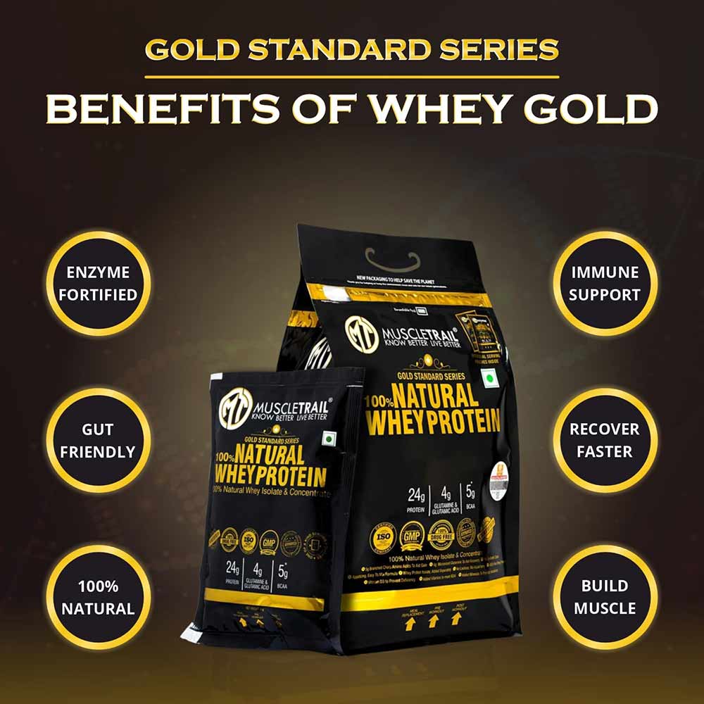 5 - Muscle Trail Gold Standard Series 100% Natural Whey Protein,  60 sachets/pack  Juicy Lychee (with Free Shaker Inside) 