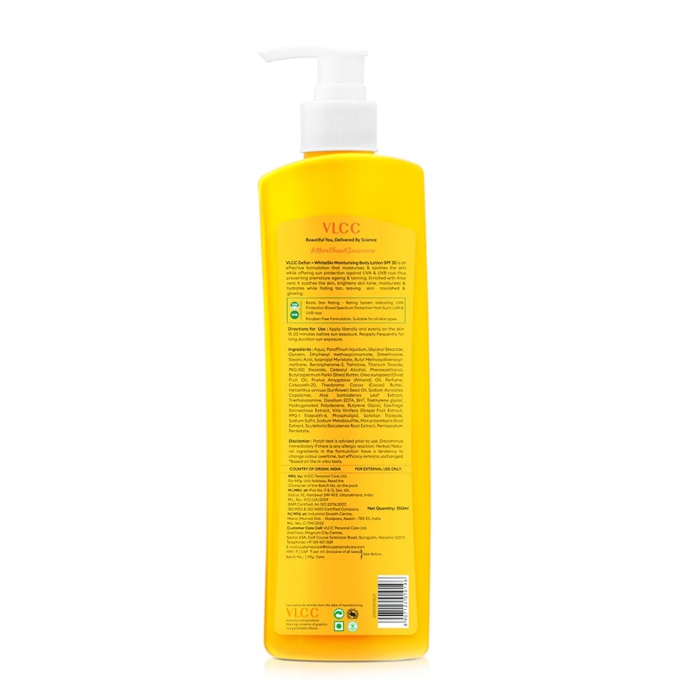 7 - VLCC DeTan + WhiteGlo Moisturising Body Lotion,  350 ml  with Goodness of Aloe Vera 
