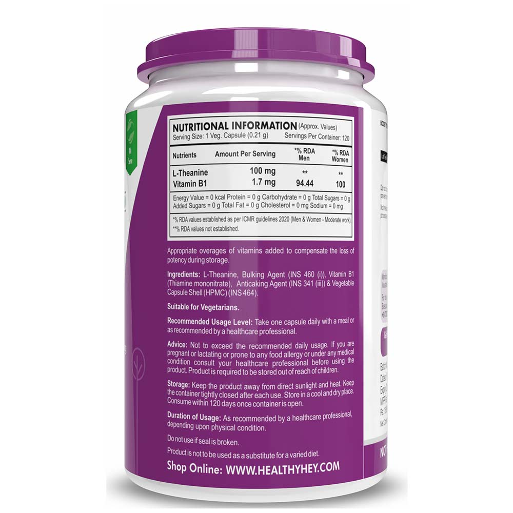3 - HealthyHey Nutrition L-Theanine,  120 capsules 