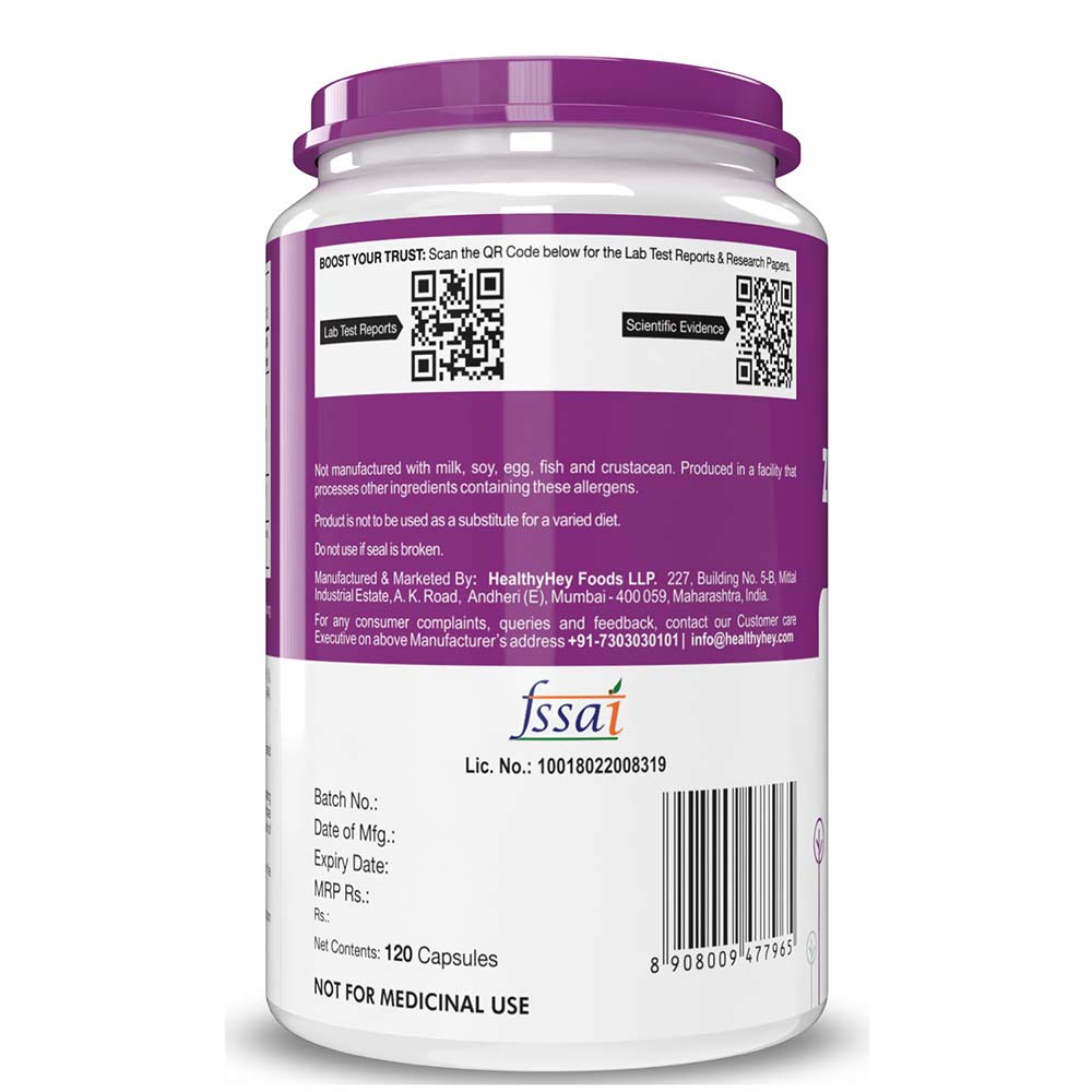 3 - HealthyHey Nutrition Zinc Methionine Plus Copper,  120 capsules 