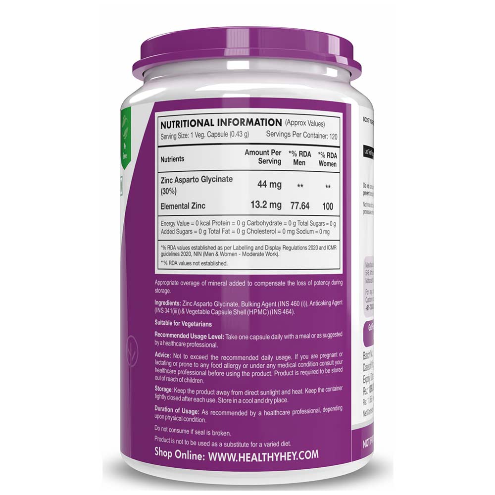 3 - HealthyHey Nutrition Zinc Glycinate,  120 capsules 