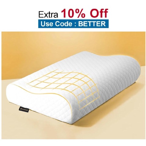 betterhood Memory Foam Ergonomic Dual Height Cervical Sleeping Pillow, Large White