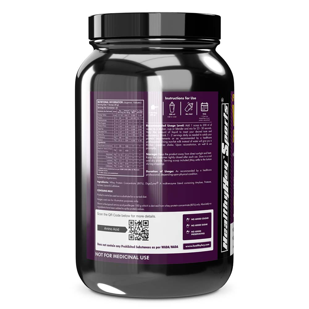 3 - HealthyHey Sports Whey Protein with Digestive Enzymes,  2.2 lb  Unflavoured 