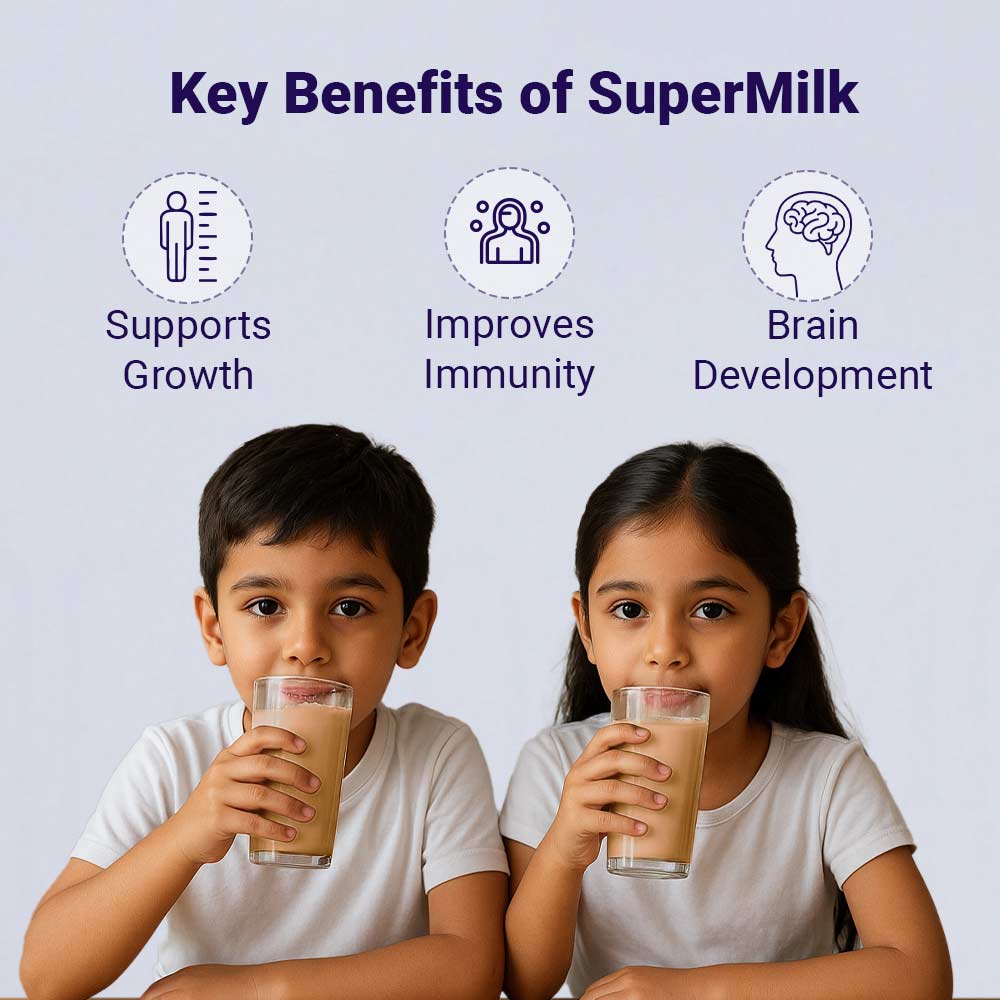 3 - Supermilk Height+ for Boy/Girl 2 to 6 years,  800 g  Double Chocolate  2-6 Yrs  Boy/Girl  Height+  With Unrefined Sugar