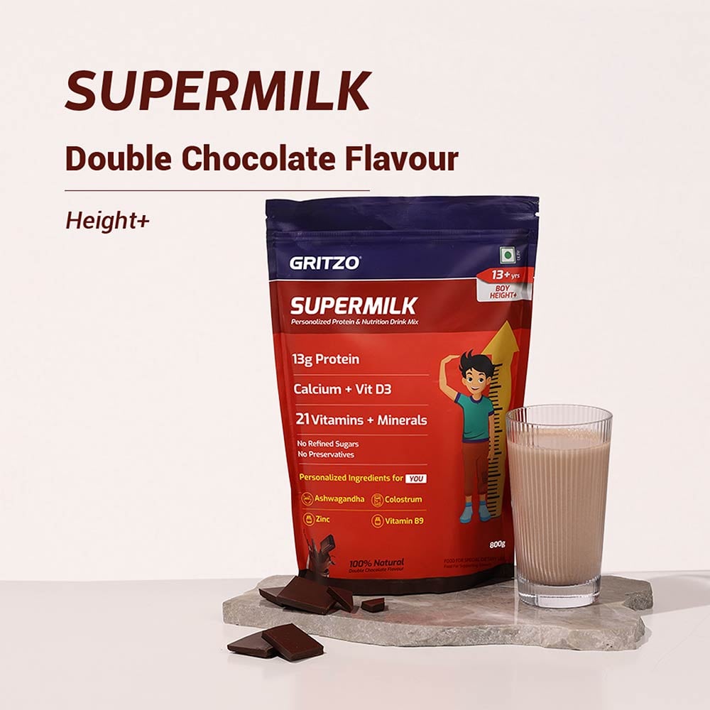 2 - Supermilk Height+ for Boy 13+ years,  800 g  Double Chocolate  13+ Yrs  Boy  Height+  With Unrefined Sugar