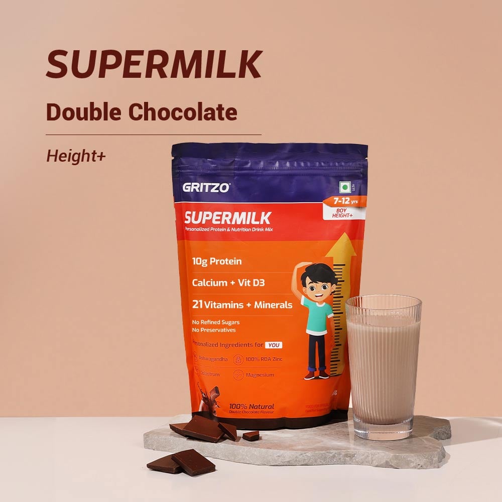 2 - Supermilk Height+ for Boy 7 to 12 years,  800 g  Double Chocolate  7-12 Yrs  Boy  Height+  With Unrefined Sugar