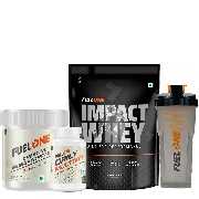 Fuel One Impact Whey Protein 1kg Cold Coffee & Creatine Monohydrate 100g & Daily Multivitamin 30 Tabs & Shaker Combo
