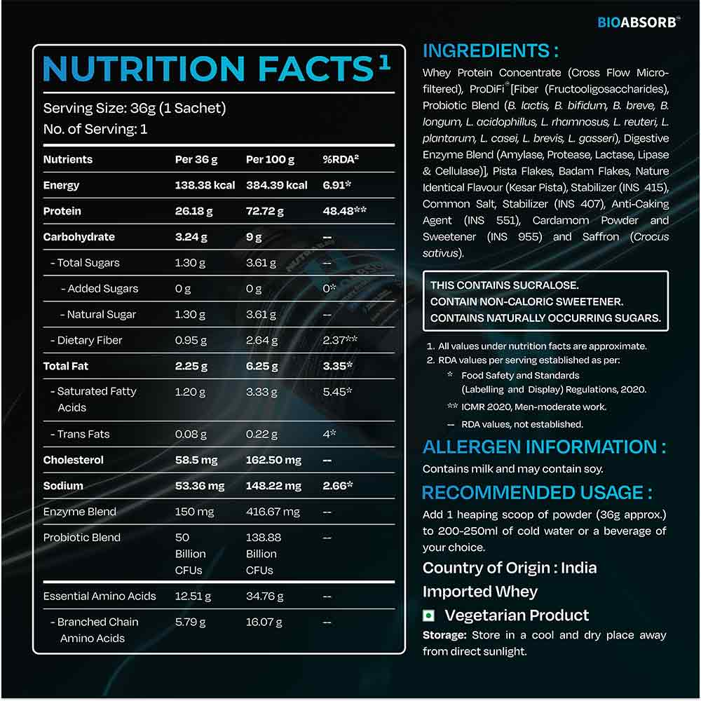 4 - Nutrabay BioAbsorb Whey Protein,  0.07 lb  Kesar Badam Pista 