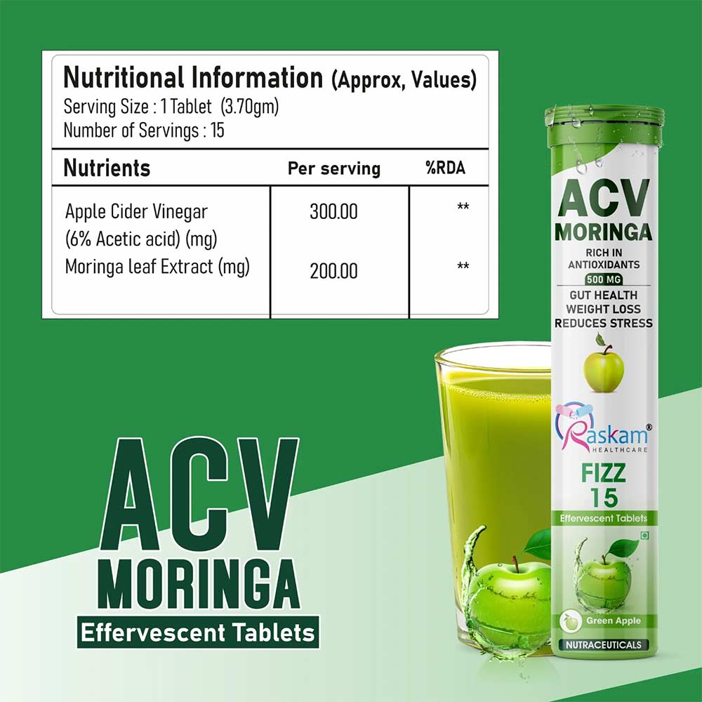 4 - Raskam ACV Moringa,  15 tablet(s)  Green Apple (Pack of 3) 