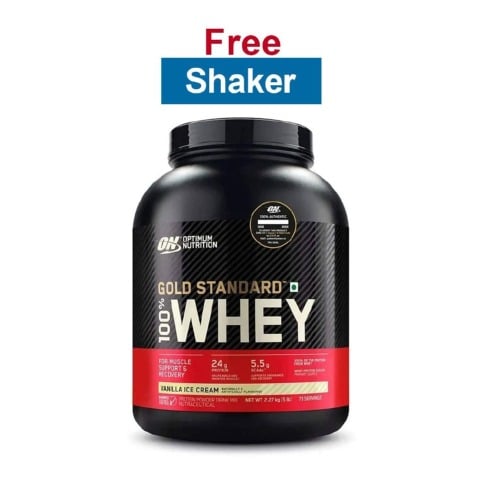 ON (Optimum Nutrition) Gold Standard 100% Whey Protein,  5 lb  Vanilla Ice Cream 