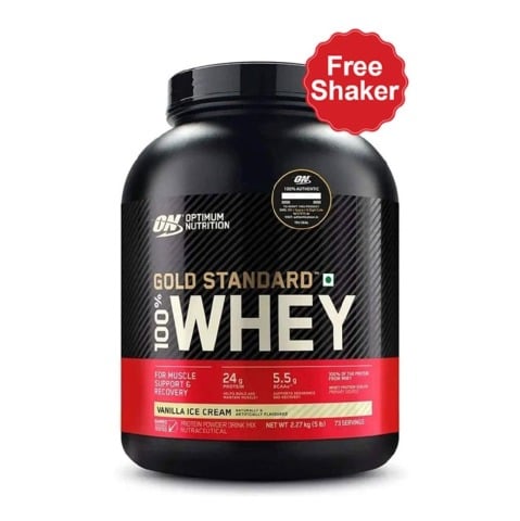 ON (Optimum Nutrition) Gold Standard 100% Whey Protein,  5 lb  Vanilla Ice Cream 