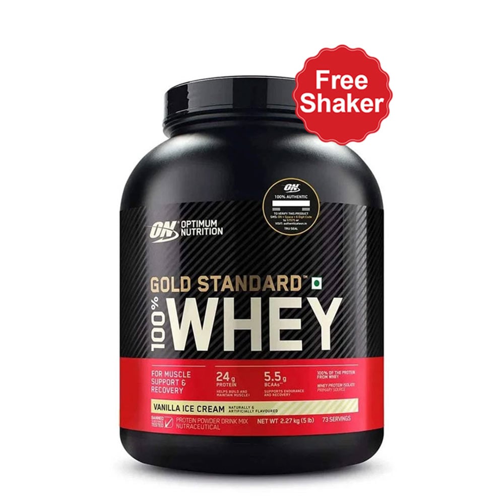 ON (Optimum Nutrition) Gold Standard 100% Whey Protein,  5 lb  Vanilla Ice Cream 