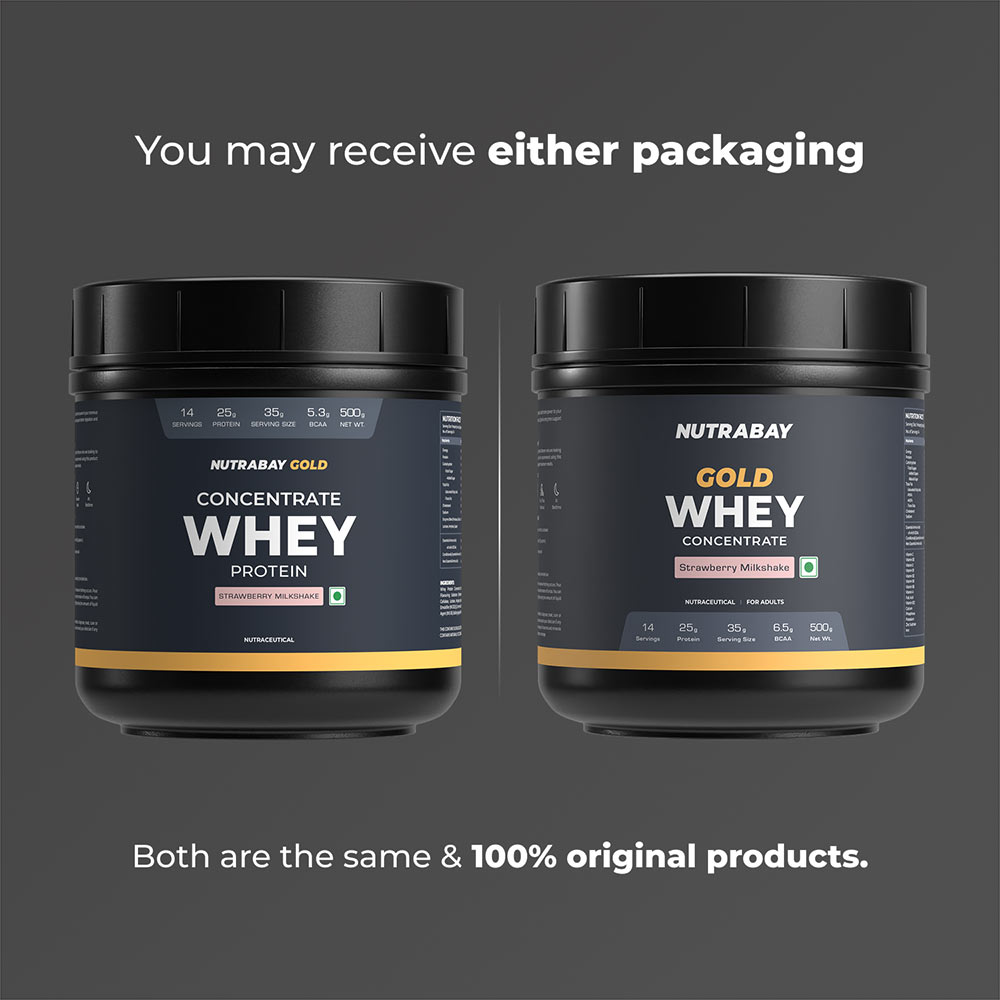 2 - Nutrabay Gold Concentrate Whey Protein,  1.1 lb  Strawberry Milkshake 