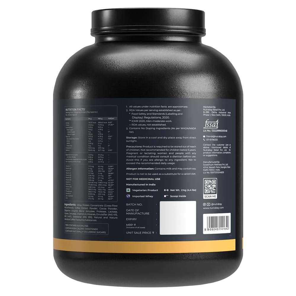 8 - Nutrabay Gold Concentrate Whey Protein,  4.4 lb  Cafe Mocha 