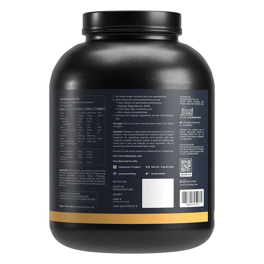 8 - Nutrabay Gold Concentrate Whey Protein,  4.4 lb  Rich Chocolate Creme 