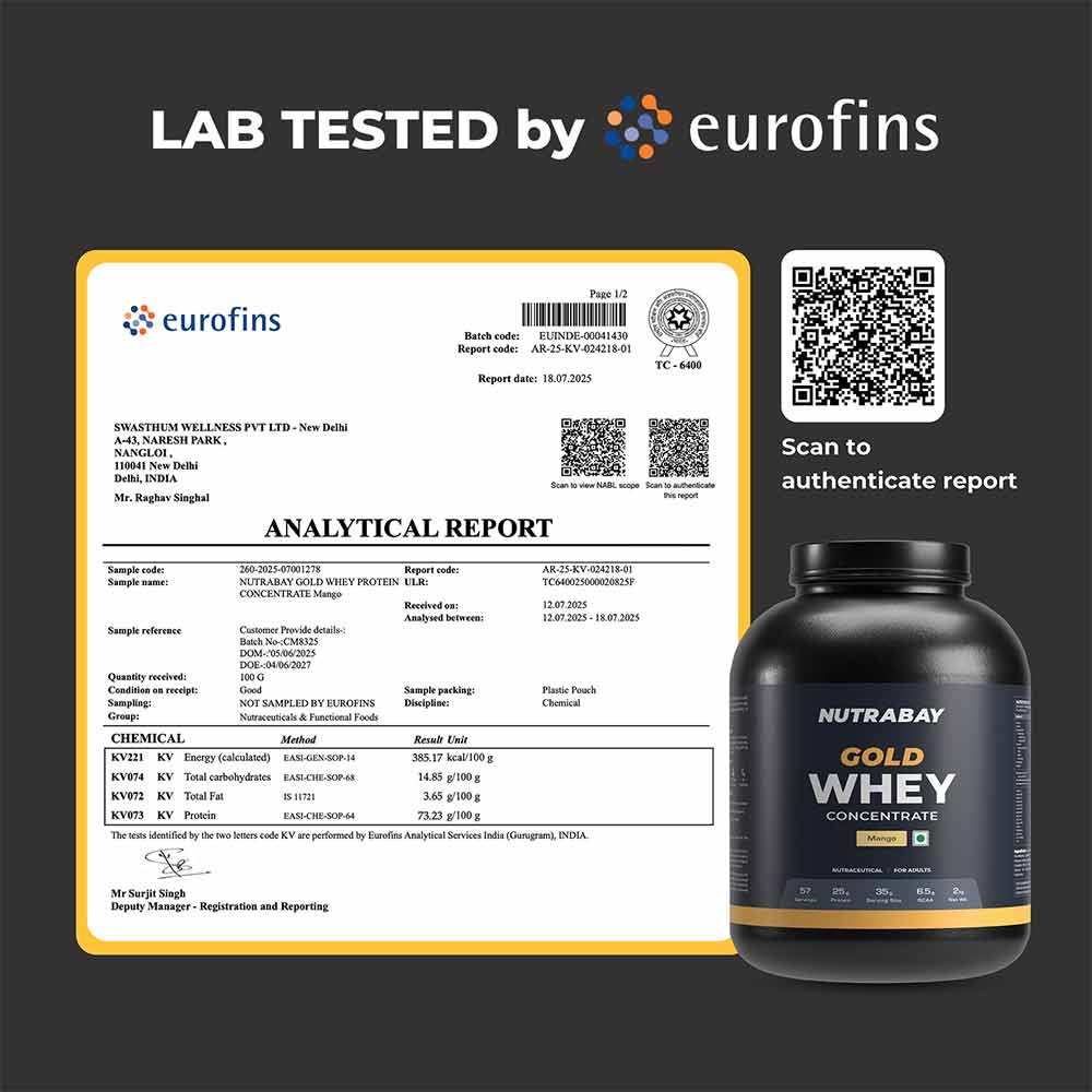 5 - Nutrabay Gold Concentrate Whey Protein,  4.4 lb  Mango 