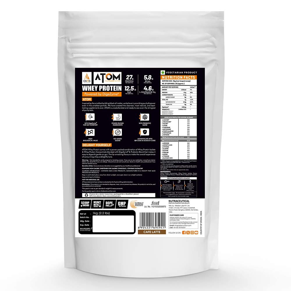 2 - AS-IT-IS Nutrition ATOM Whey Protein with Enzymes,  2.2 lb  Cafe Latte 
