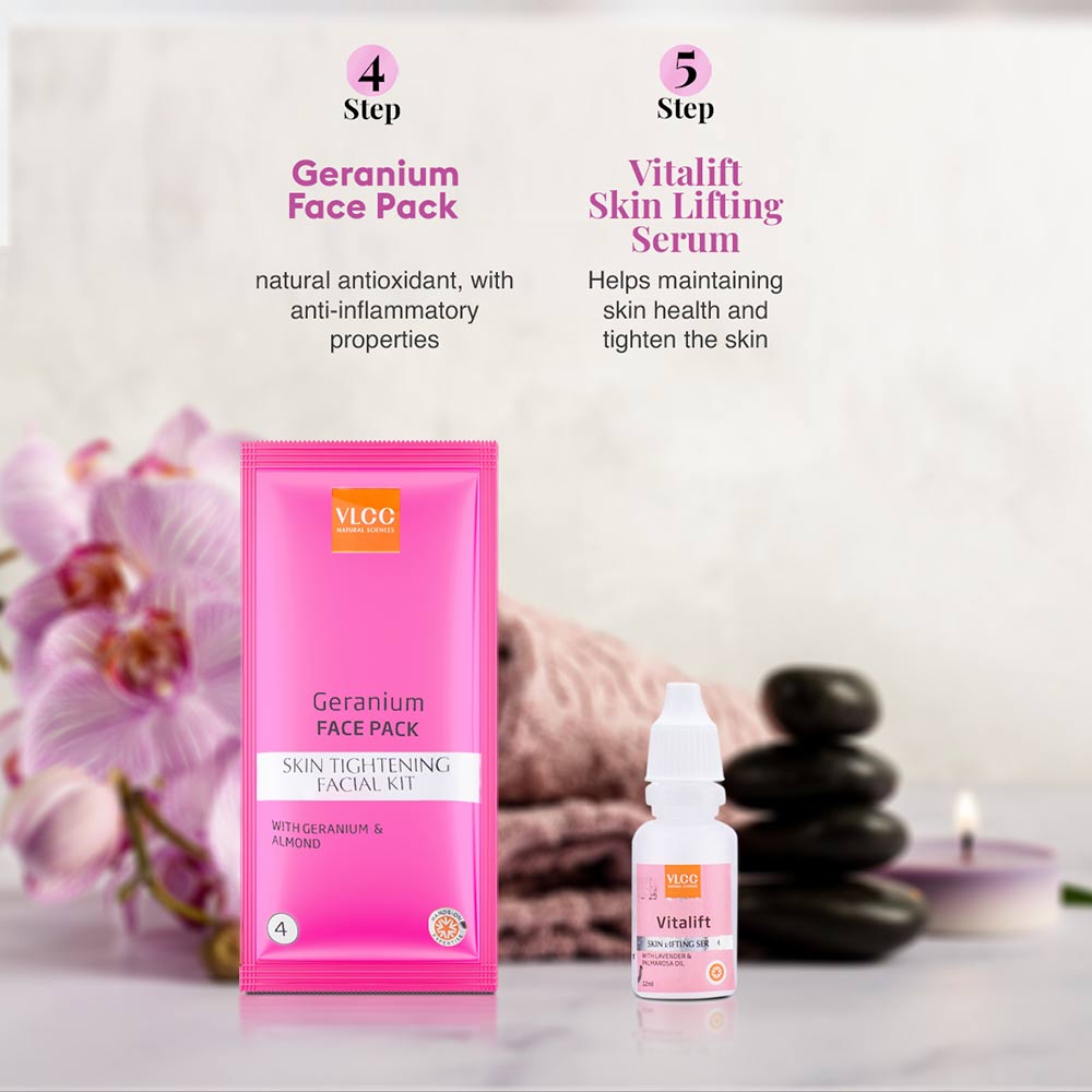 6 - VLCC Skin Tightening Facial Kit,  252 g  for All Skin Types  (6 Facials - 240g + 12ml) 
