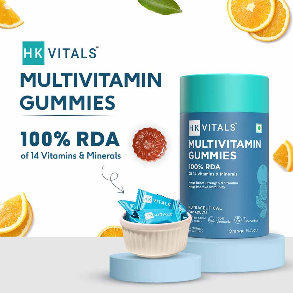7 - HealthKart HK Vitals Multivitamin,  60 gummies  Orange