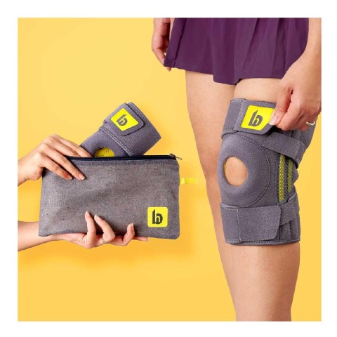 1 - betterhood 4-Strap Knee Brace with Stabilizers,  Grey  Free Size 