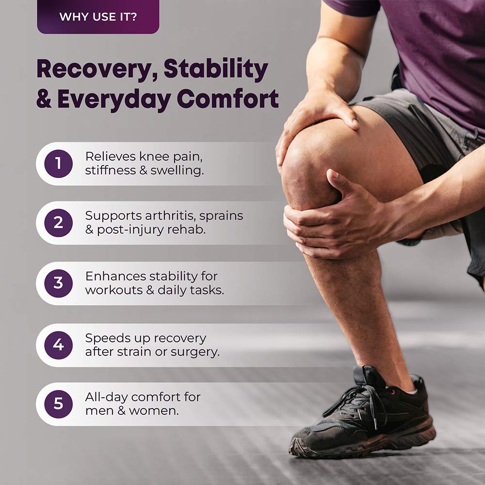 3 - betterhood Premium Knee Sleeve with with Gel Pad & Side Stabilizers,  Black  Large 