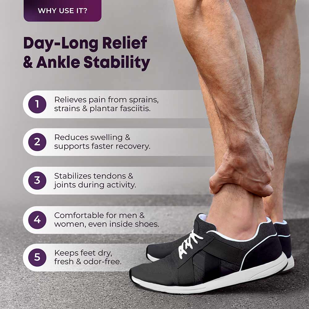 3 - betterhood Ankle Support Brace with ZeroBulk Max Stability Design,  Black & Grey  Medium 