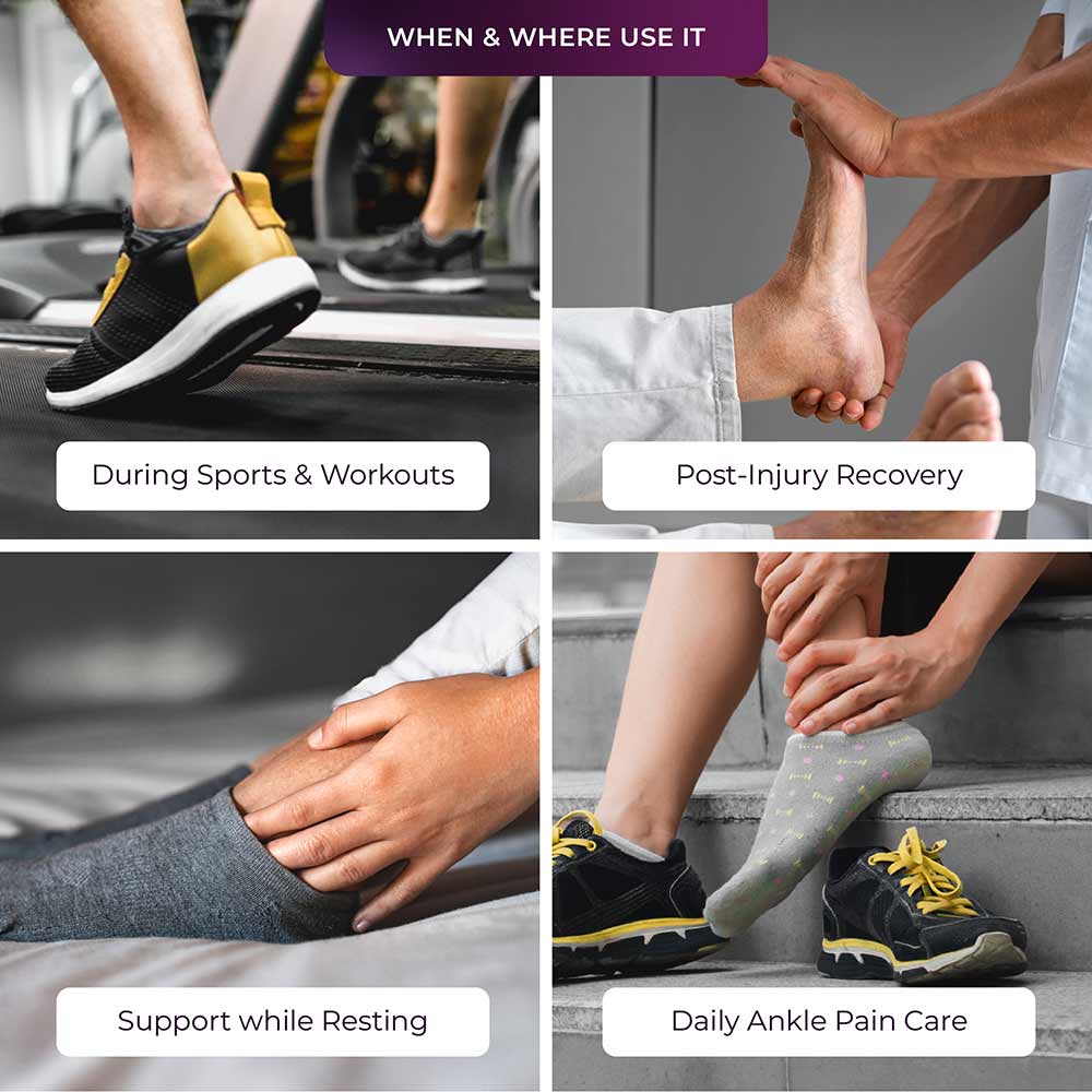 6 - betterhood Ankle Support Brace with ZeroBulk Max Stability Design,  Black & Grey  Large 