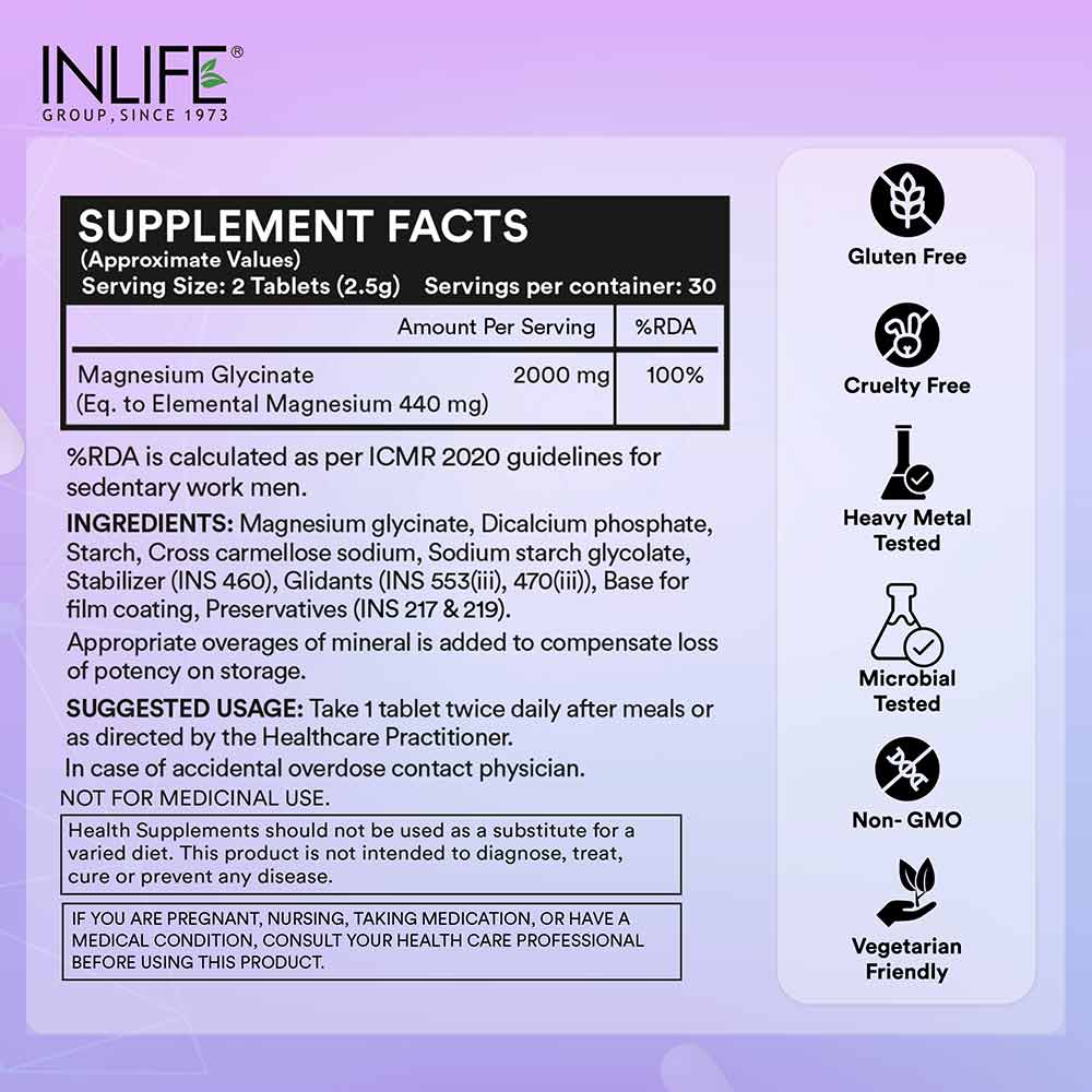 4 - INLIFE Magnesium Glycinate Forte,  Unflavoured  60 tablet(s) 