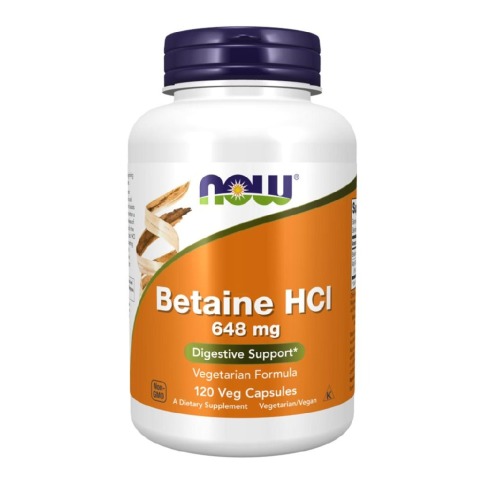 1 - Now Betaine HCl (648mg),  120 capsules 