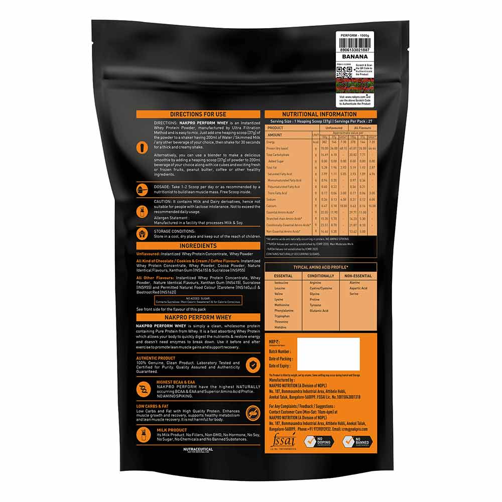 2 - Nakpro Perform Whey Protein Concentrate,  2.2 lb  Banana 