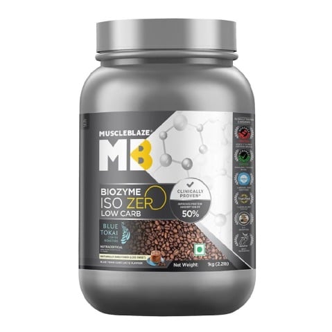 5 - MuscleBlaze Biozyme Iso-Zero,  2.2 lb  Low Carb Blue Tokai Cafe Latte 