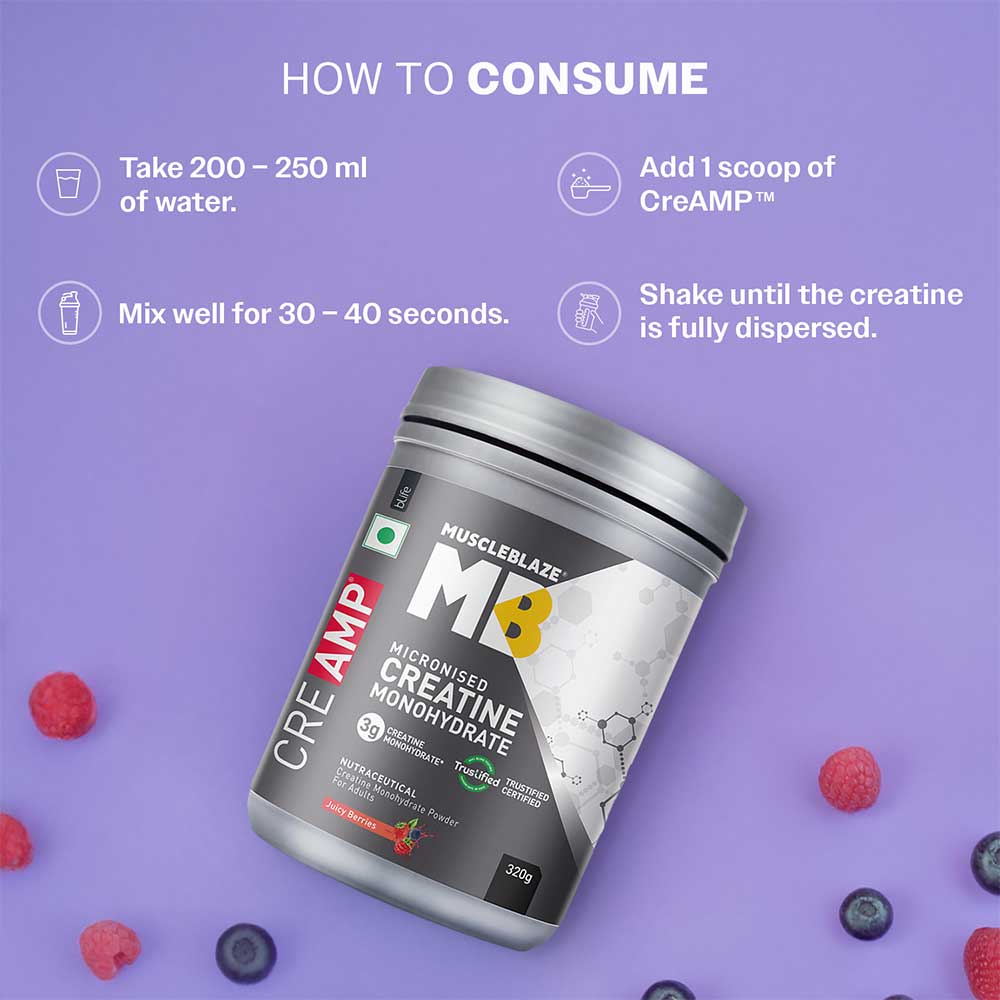 4 - MuscleBlaze Creatine Monohydrate CreAMP,  Juicy Berries  0.71 lb