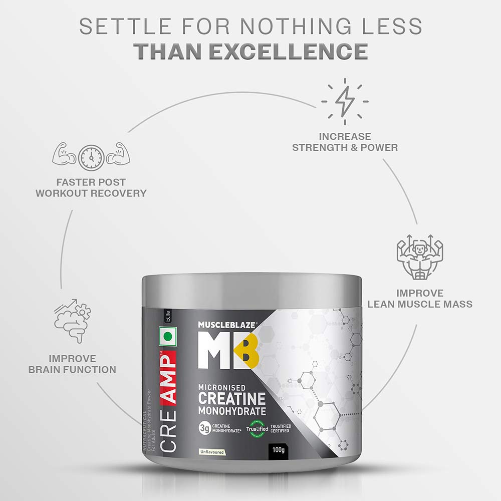1 - MuscleBlaze Creatine Monohydrate CreAMP,  Unflavoured  0.22 lb