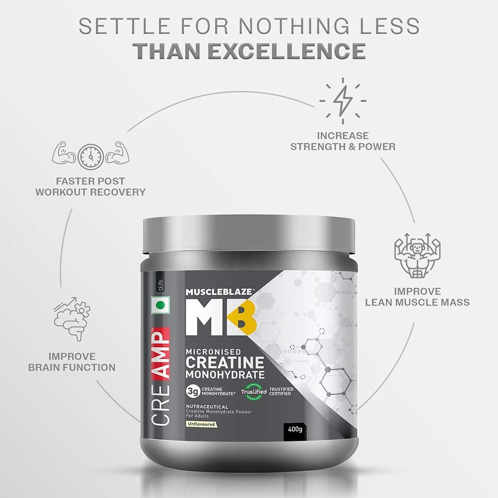1 - MuscleBlaze Creatine Monohydrate CreAMP,  Unflavoured  0.88 lb