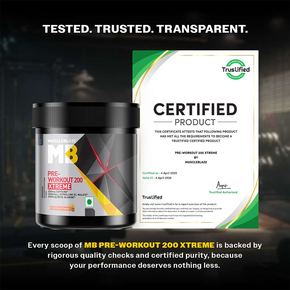 1 - MuscleBlaze PRE Workout 200 Xtreme,  0.44 lb  Fruit Punch