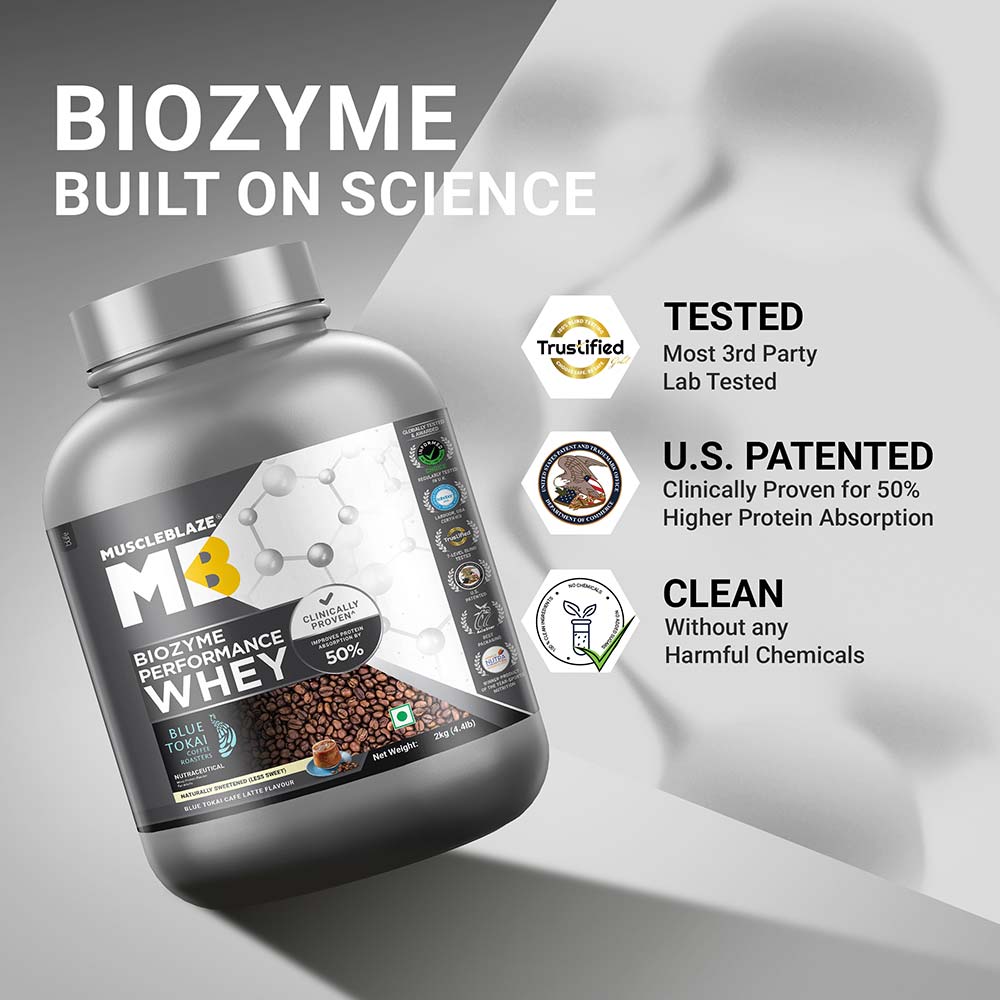 6 - MuscleBlaze Biozyme Performance Whey,  4.4 lb  Blue Tokai Cafe Latte