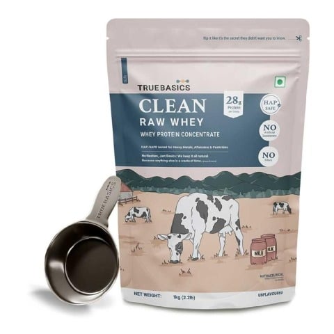 TrueBasics Clean Raw Whey Concentrate, 2.2 lb Unflavoured